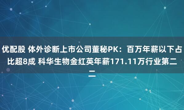 优配股 体外诊断上市公司董秘PK：百万年薪以下占比超8成 科华生物金红英年薪171.11万行业第二