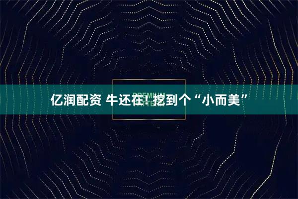 亿润配资 牛还在! 挖到个“小而美”